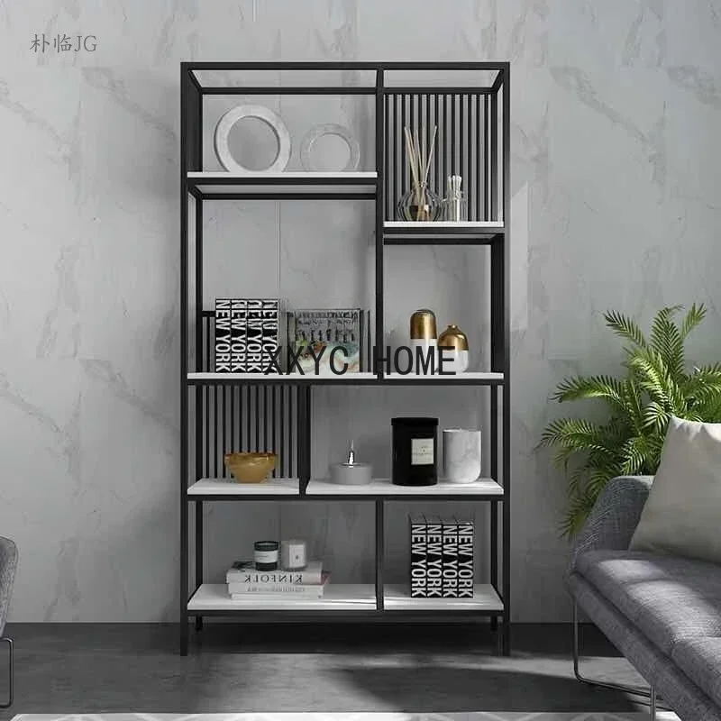 Nordic Boekenplank Vloer Plank Vitrinekast Woonkamer Golden Multi-layer Opslag Moderne Minimalistische