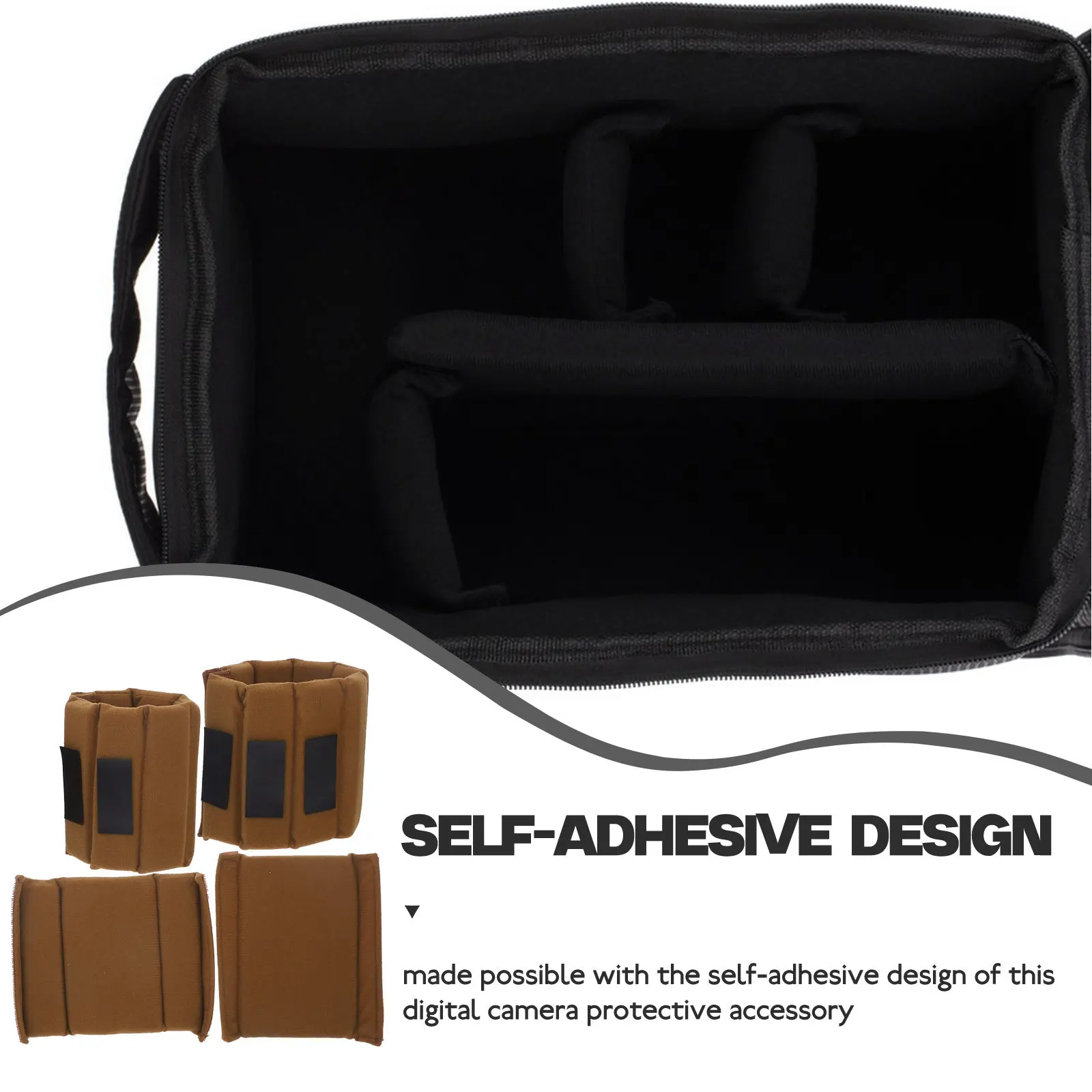 4Pcs Camera Bag Insert Divider Hook Loop Strap Self Adhesive Adjustable Camera Divider for Gear Storage Bag Insert