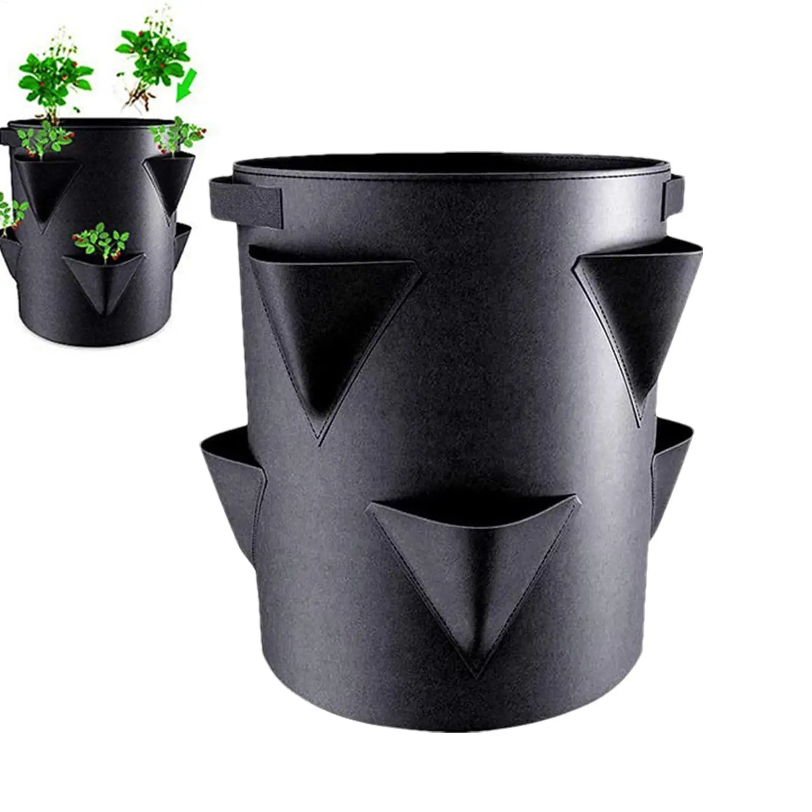 7 Gallons Strawberry Planting Bag Grow Bag With 6 Side Grow Pocket Portable Tomato Planting Bags For Courtyard Balcony Outdoor