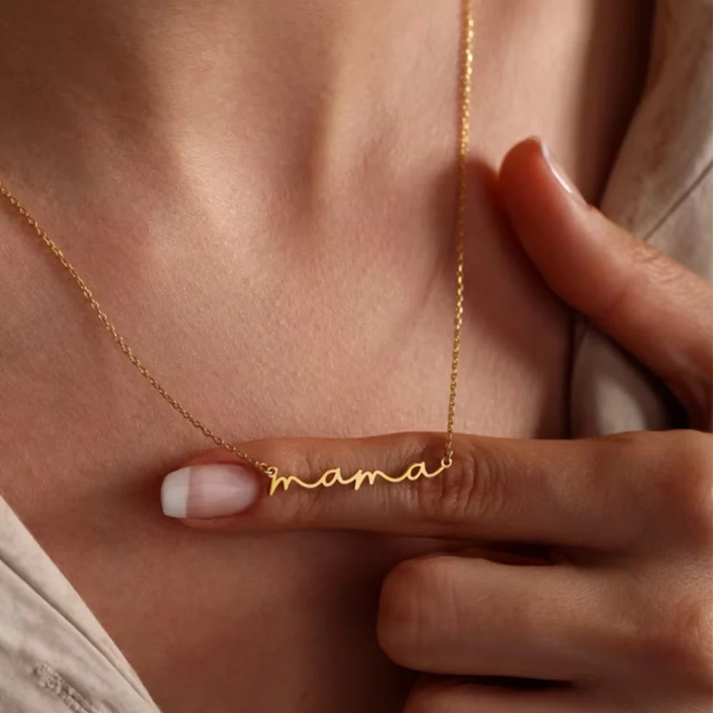 Muttertag Kleine Buchstabe Mama Anhänger Halskette Für Frauen Gold Farbe Mama Typenschild Schlüsselbein Kette Halsband Schmuck Initialen Geschenke