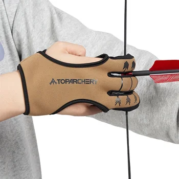 Gant de tir à l'arc à trois doigts, gants de tir, languette de doigt pour hommes, femmes, adultes, jeunes débutants, arc classique, accessoires de chasse