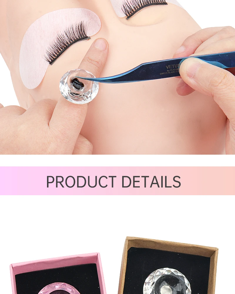 Verstellbarer Kristall-Fingerring für Wimpernkleber, Wimpernlifting-Palette, Tattoo-Pigment-Tintenhalter, Zubehör – Detail 9