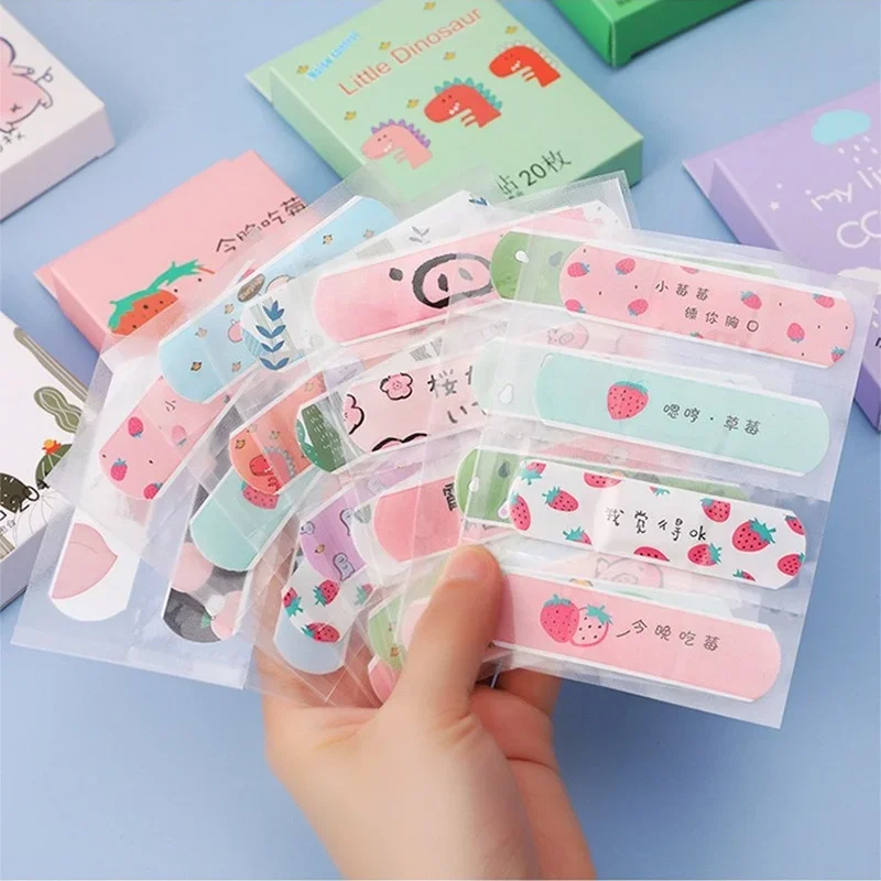 Bandagem Band Aid impermeável respirável, Adesivo descartável ferida, Primeiros socorros Kawaii, 20pcs