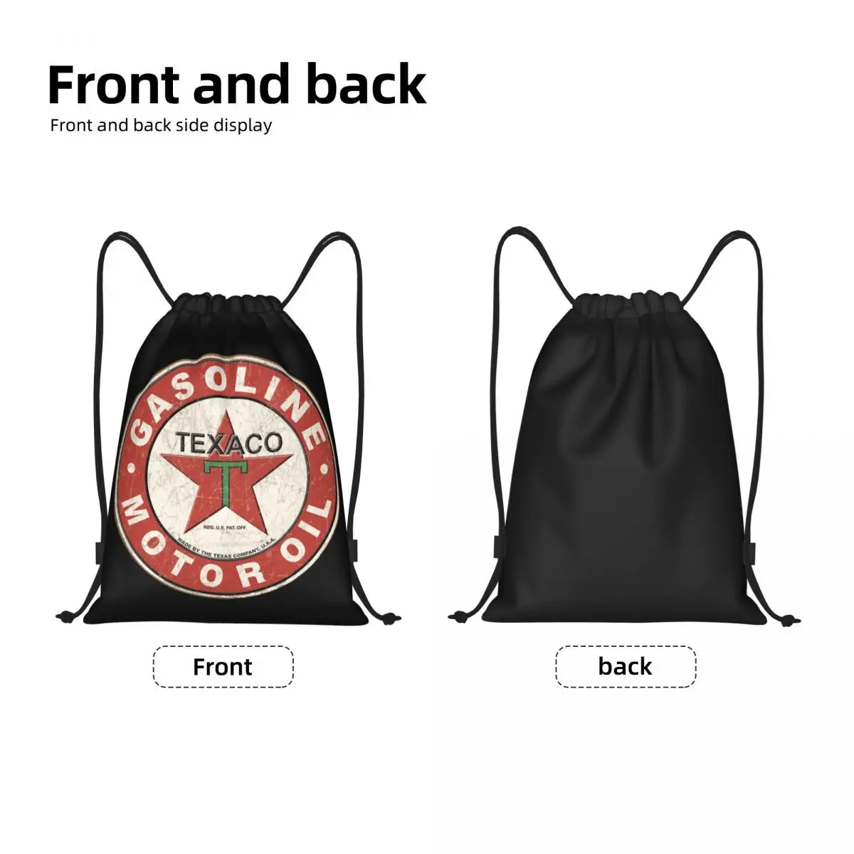 Mochila Texaco Drawstring para homens e mulheres, saco de ginástica vintage, bolsa de compras portátil, presente de aniversário