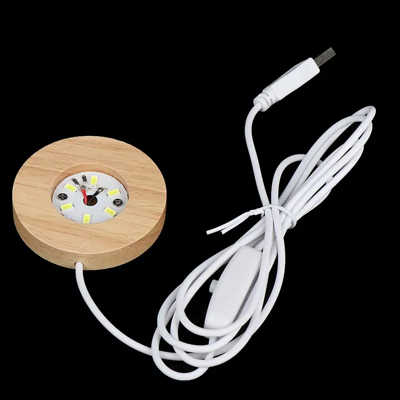 New Wood Light Base Rechargeable Remote Control Wooden LED Light Rotating Display Stand Lamp Holder Lamp Base Art Ornament