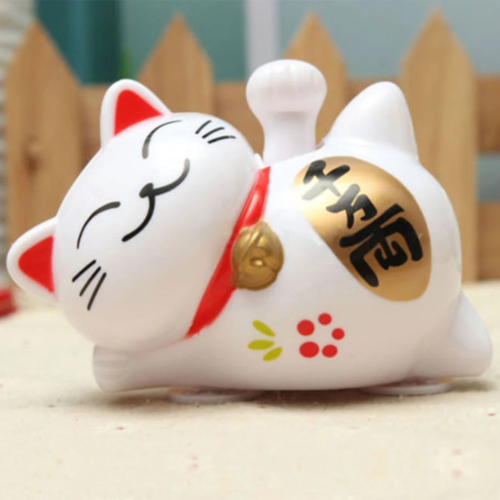 Solar Powered Chinese Lucky Waving Cat Beckoning Maneki Neko Fortune Feng Shui Home Decor Art DIY Ornament Room Decoration