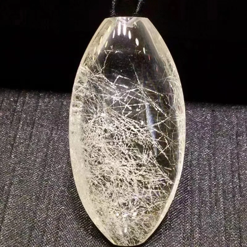Natural White Rutilated Quartz Pendant 56*28*18.5mm Rutilated Quartz Flower Men Women Brazil AAAAAAA