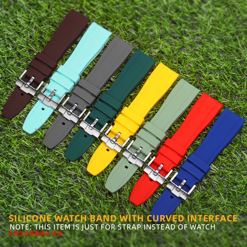 20mm 22mm Curved End Silicone Strap for moonswatch rolex submariner seiko 5 sports Breitling avenger watch band