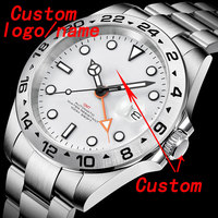 39MM Custom logo/name Sapphire NH34 Automatic Mechanical Mens WristWatch Sterile Dial 10Bar Luminous Sport Male Clock