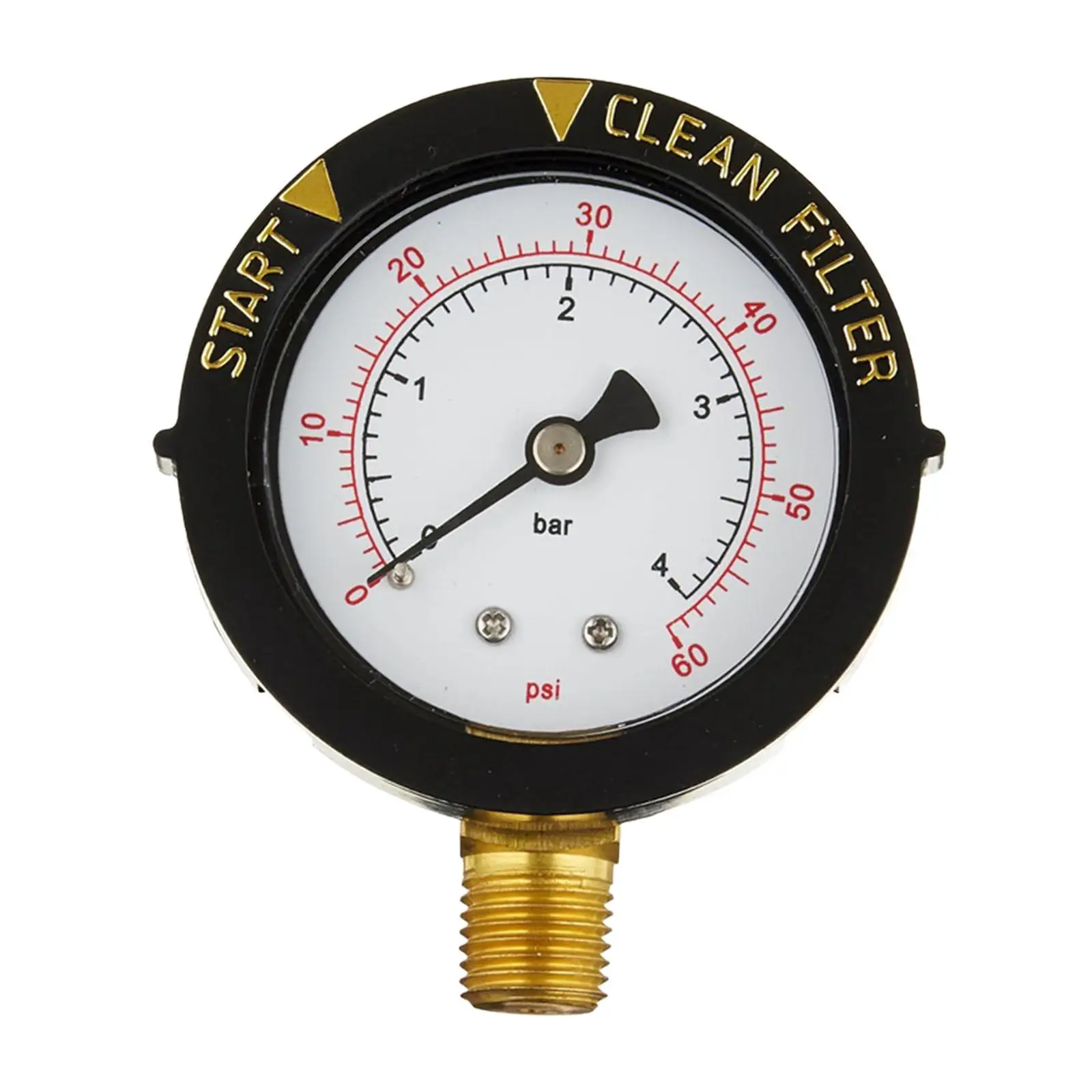 Pool Filter Pressure Gauge Bottom Mount Waterproof Pool Pressure Gauge 1/4