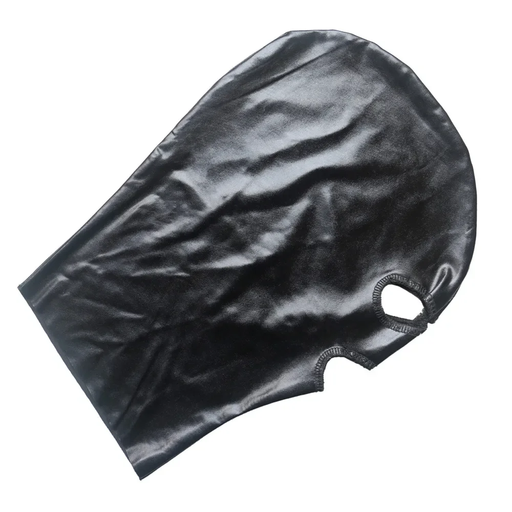 5pcs Latex Mask Men Women Cosplay Face Mask Shiny Metallic Open Eyes Headgear Full Face Mask Hood Couple Game Costume Full Mask