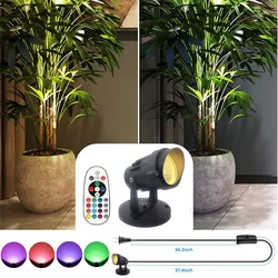 LED Spot Lights Indoor Dimmable RGB Spotlight with Remote Control Home Living Room Decorative Lamp with Plug for Wall Ground