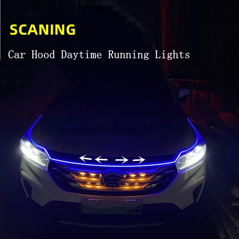 

Car Hood Light Strip Daytime Running Strip Scan Lighting IP68 Flexible Decorative Ambient Neon Lamp Atmosphere Backlight 12V