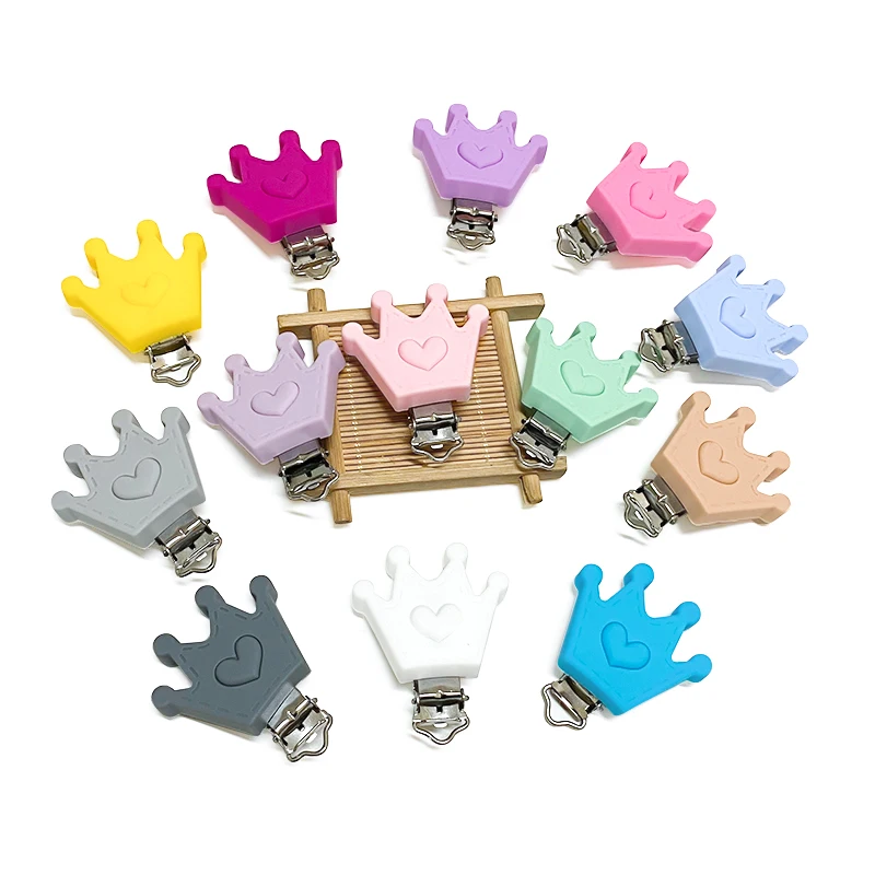 3pcs Silicone Crown Pacifier Clip Pacifier Chain Holder Soother Nursing Clips BPA Free Pacifier Chain Accessories