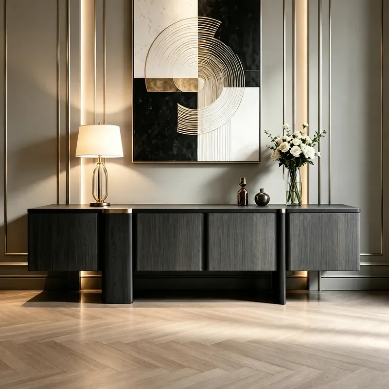 Italian Light Luxury Solid Wood TV Cabinet Living Room Wall Mounted Floor Storage Cabinet Modern Villa High End Sideboard