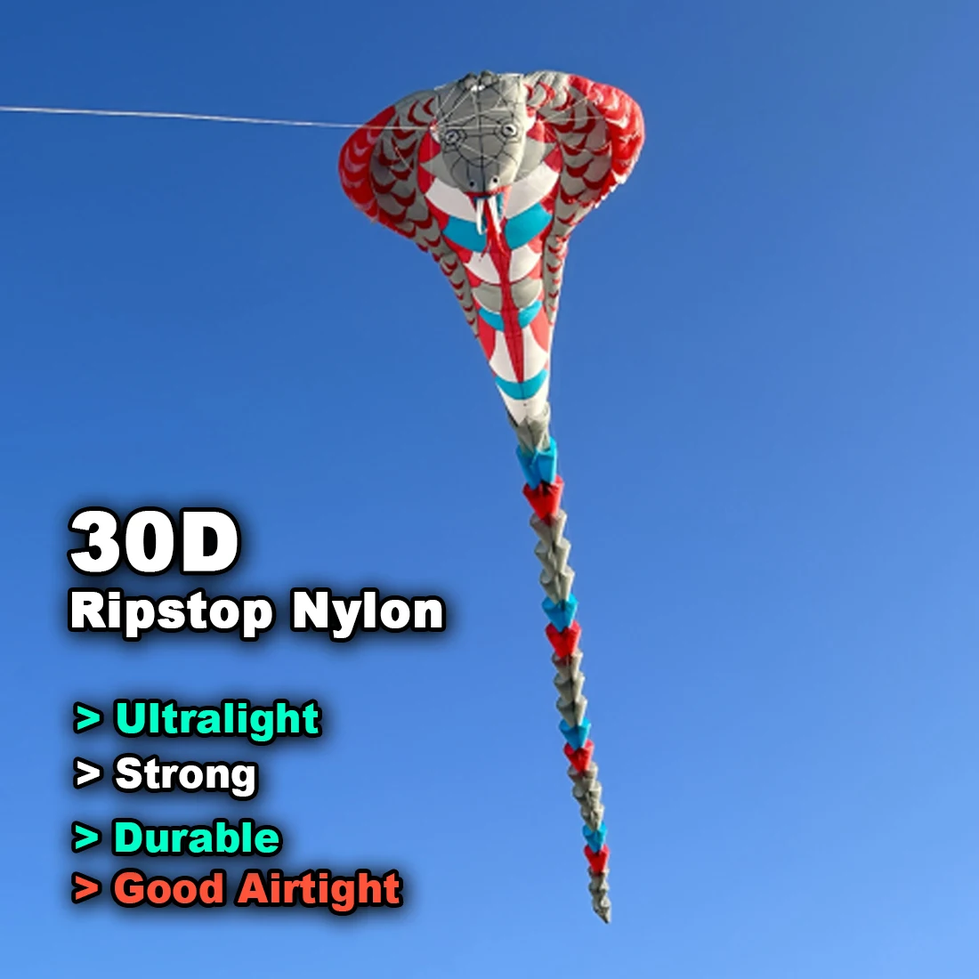 9KM 18m Cobra Kite Line Laundry Kite Pendant Miękki nadmuchiwany latawiec pokazowy na latawiec festiwalowy 30D Ripstop Nylon z torbą