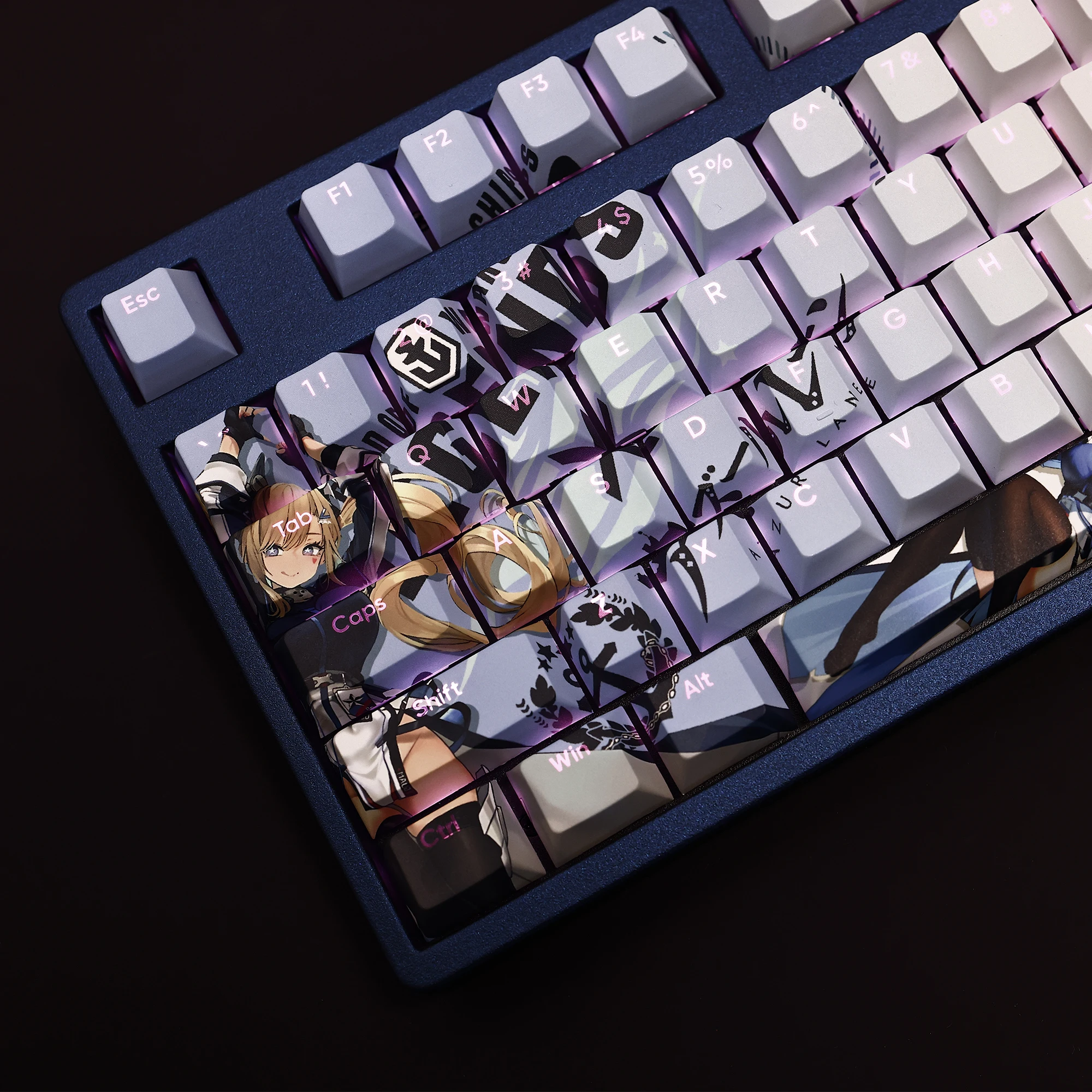 USS Guam 108 Keycap Azur Lane PBT DYE Sublimation Light Transmitting Cherry Switch Cross Key Cover for Mechanical Keyboard Gift