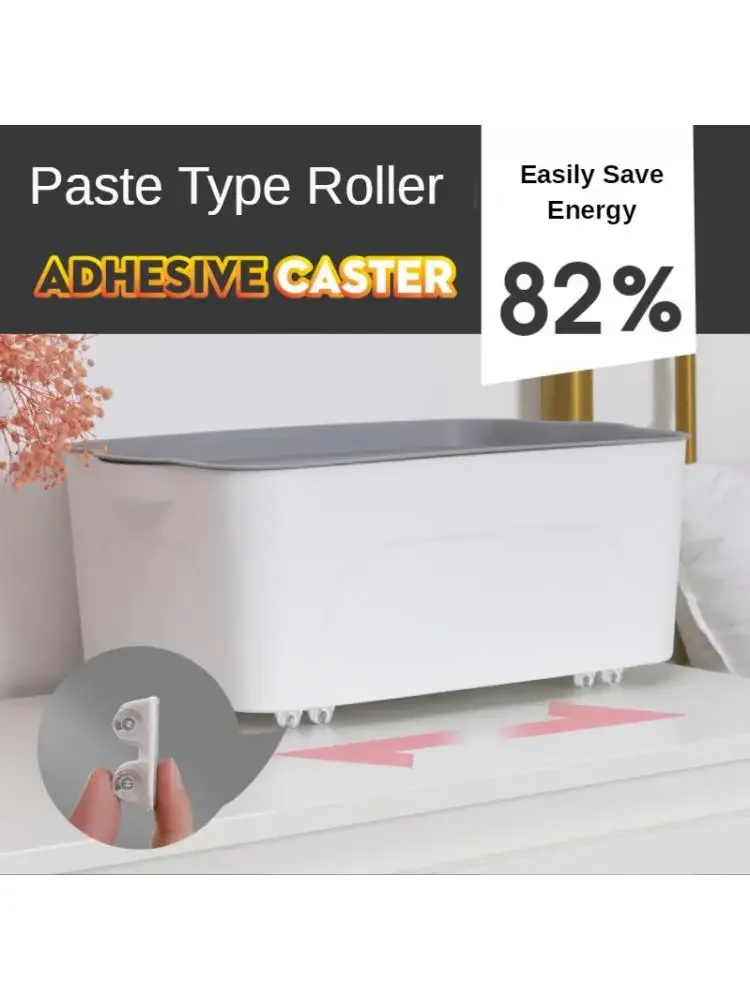 

4 Pcs/Lot Pasteable Wheels Bed Bottom Shelf Roller Storage Box Finishing Caster Pulley One Way Wheel 4 Sets