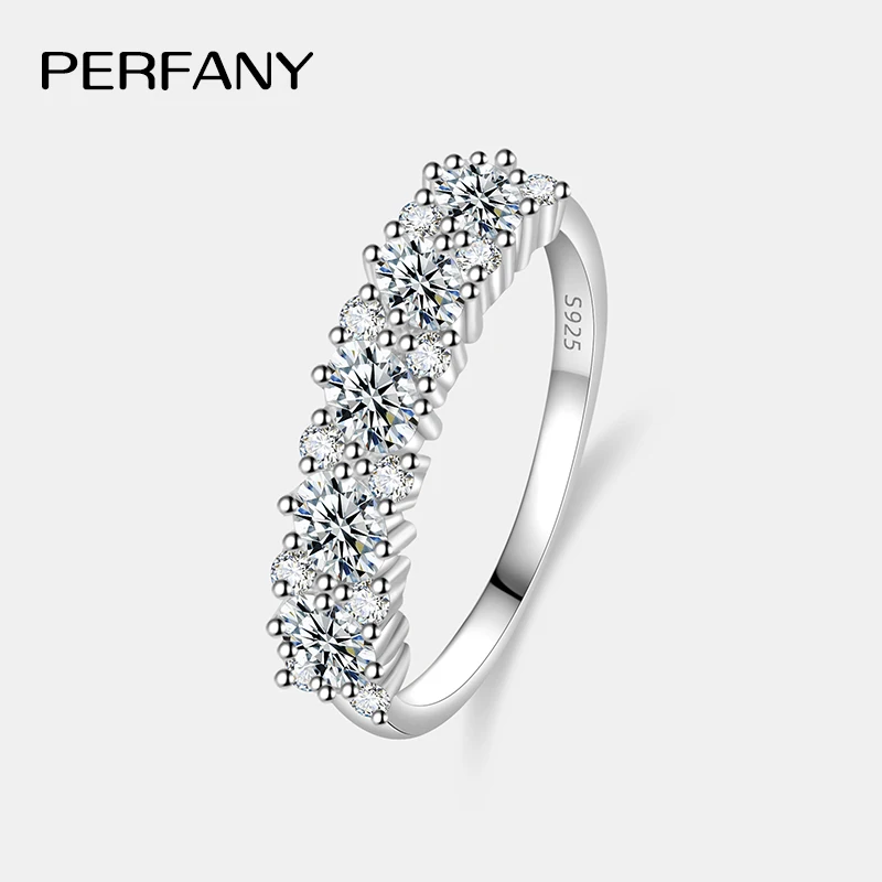 

PERFANY Total 1.68CT Moissanite Ring for Women S925 Silver Sparkling Laboratory Certified Diamond Wedding Ring Luxury Jewelry