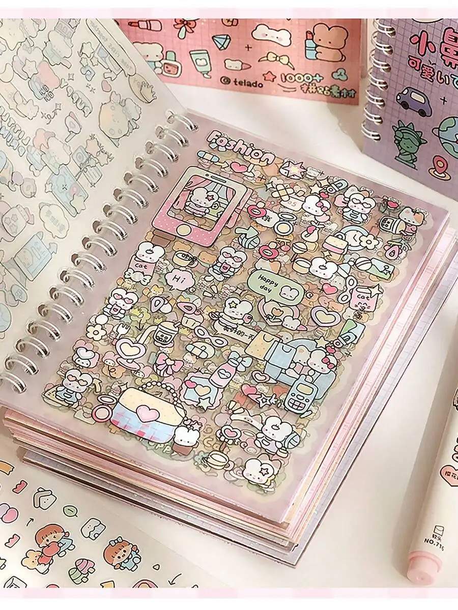DIY sticker book with 1000+ uncut adorable stickers featuring diverse cute patterns ideal for planners scrapbooks journals and c