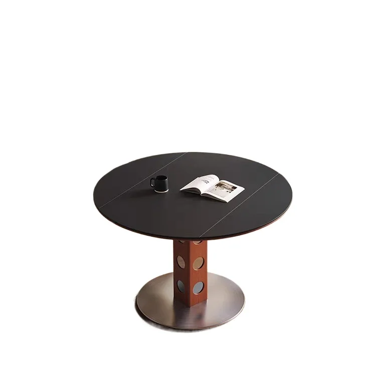 

Modern rock slab multi-functional retractable dining table household small apartment Nordic square and round dual-purpose