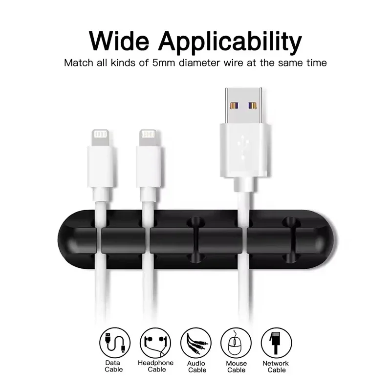 Silicone USB Cable Organizer USB Charging Cable Winder Desktop Tidy Management Clips Cable Holder For Mouse Earphone Accessories
