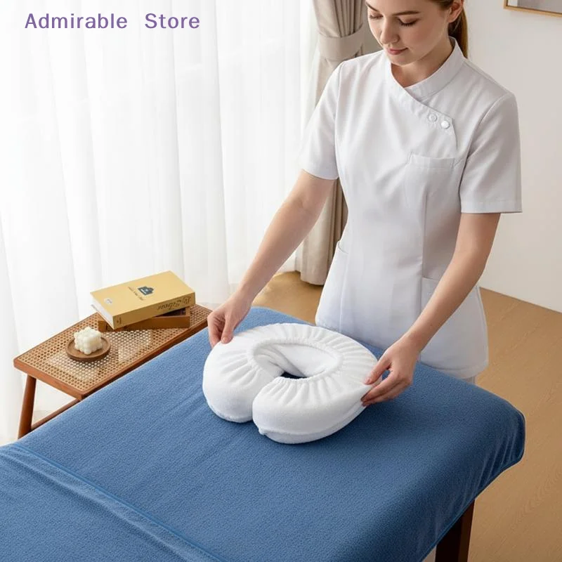 wU Shaped Microfiber Headrest Pillow Cover  Reusable Soft Breathable Protector for Salon Spa Massage Table