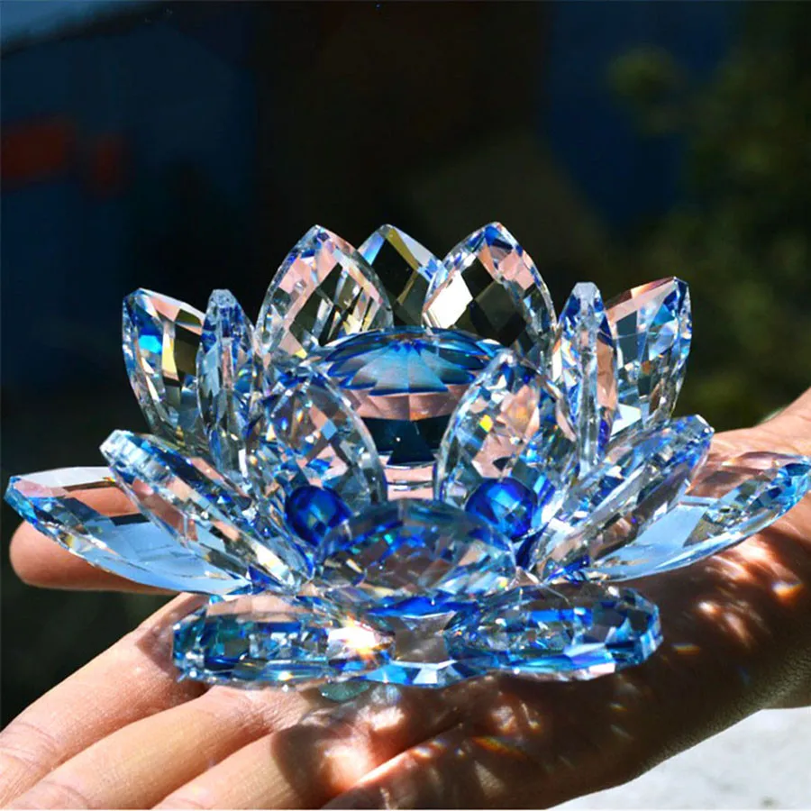 

80 Mm Feng Shui Quartz Crystal Lotus Flower Crafts Glass Paperweight Ornaments Figurines Home Wedding Party Decor Gifts Souvenir