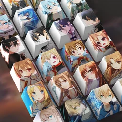 4 Keys/set Sword Art Online Keycaps PBT Dye Sublimation Key Caps For MX Switches Cherry Profile Anime Cartoon Keycap
