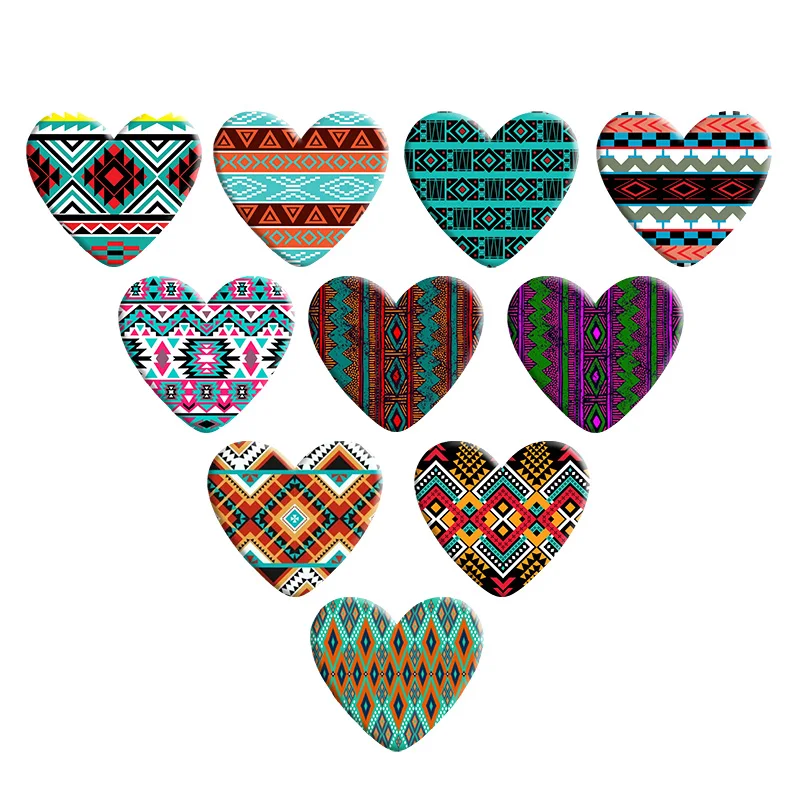 Colorful Navajo Pattern Aztec Art 10pcs/lot Heart Resin Cabochon Accessories DIY Earring   Free Shipping R2880