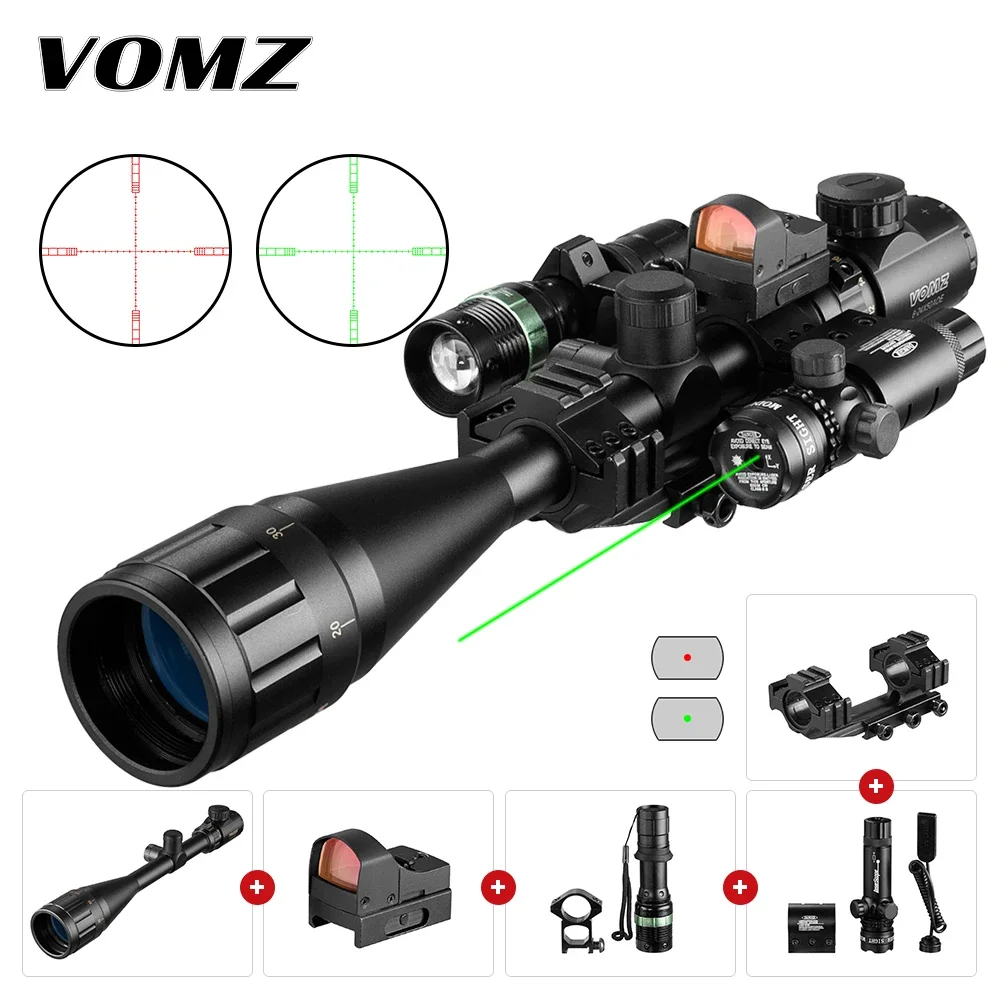 

VOMZ 6-24x50 AOEG Rangefinder Sight Rifle Scope With Holographic 4 Reticle Sight Red Dot Green Dot Laser Combo Riflescope