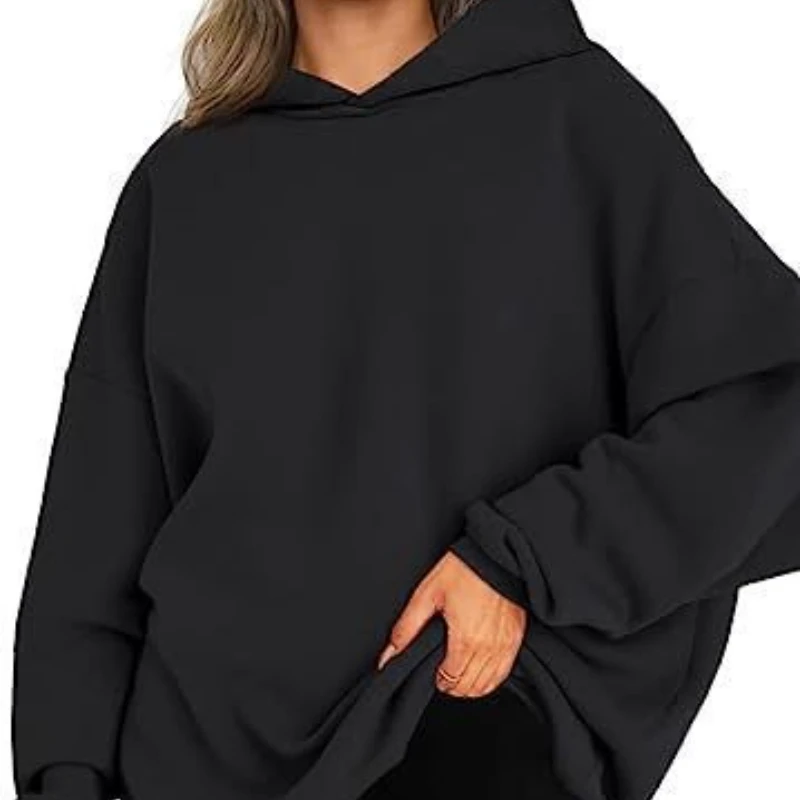 Pull polaire à capuche surdimensionné pour femmes, pull décontracté, jupe à capuche, coupe ample et confortable, vêtements d'extérieur à la mode