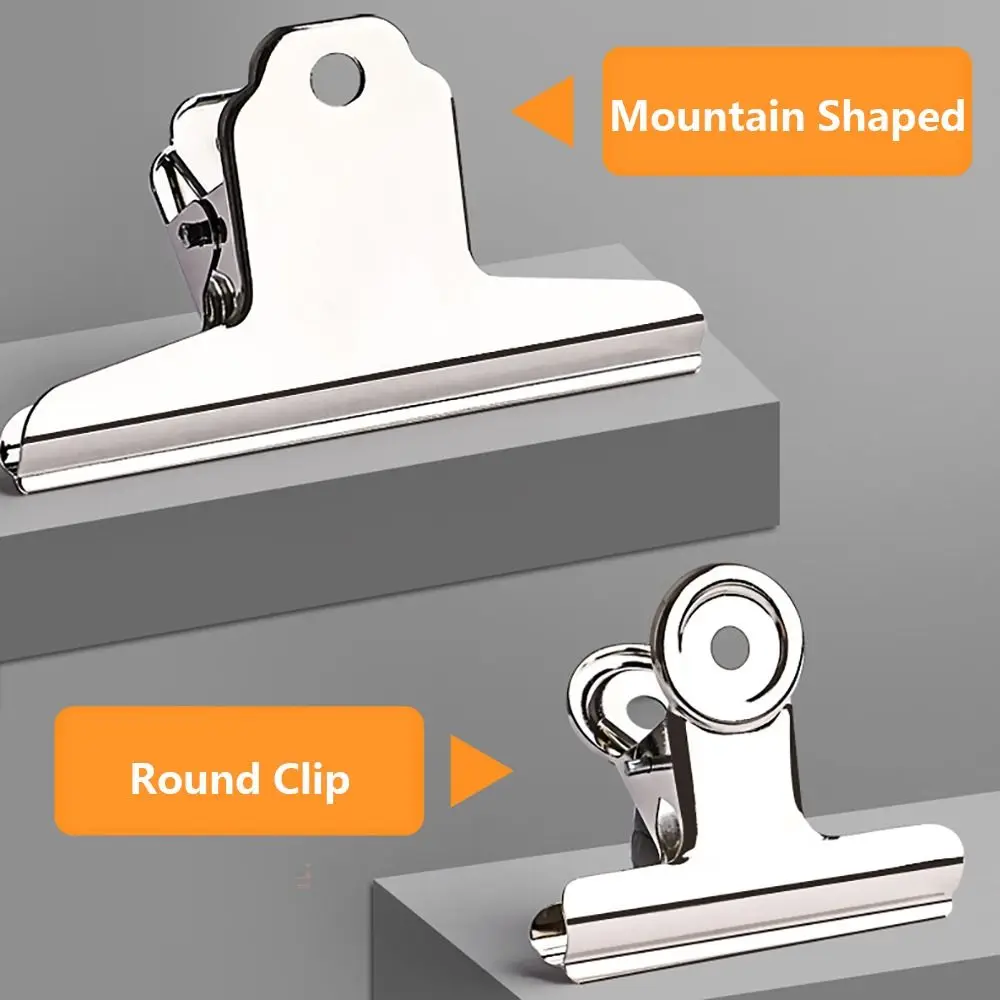 Simple Stainless Steel Round Clip Universal Metal Stationery Clip Mountain Shaped Clip Students