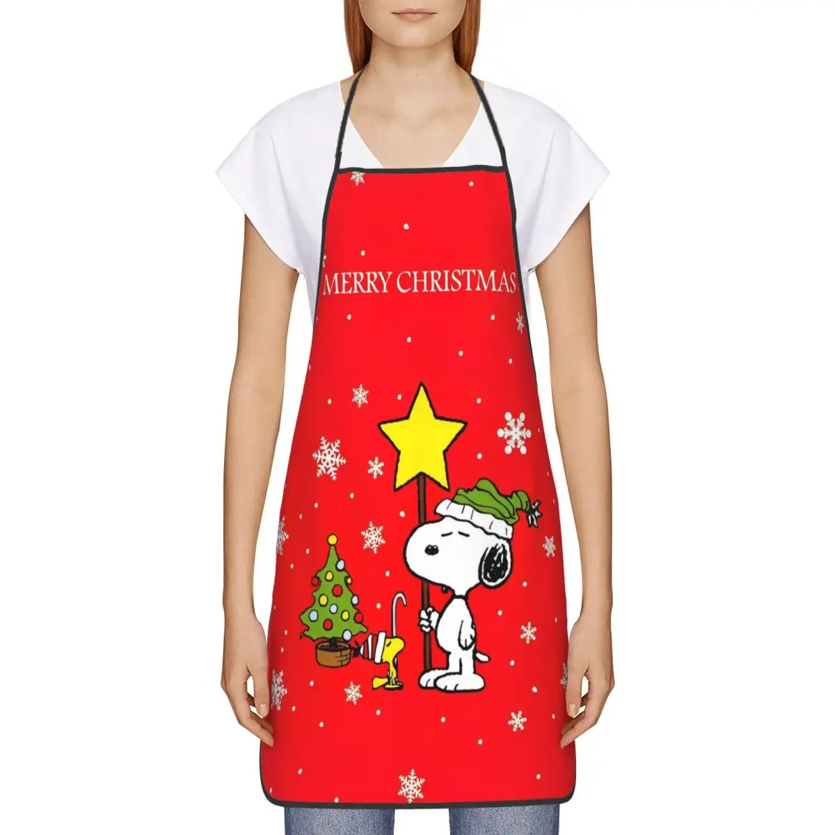 Cute Cartoon Snoopy Apron Household Cleaning Gardening Christmas Bibs Kitchen Waterproof Pinafore for Men Women