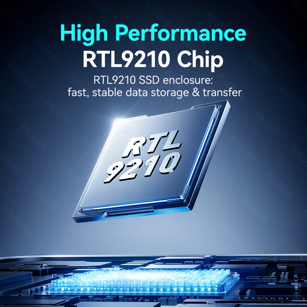 RAGEER RGB M.2 NVMe SSD Enclosure, USB 3.2 10Gbps Adapter Aluminum Alloy Mobile Solid State Disk Case Support 4TB Capacity