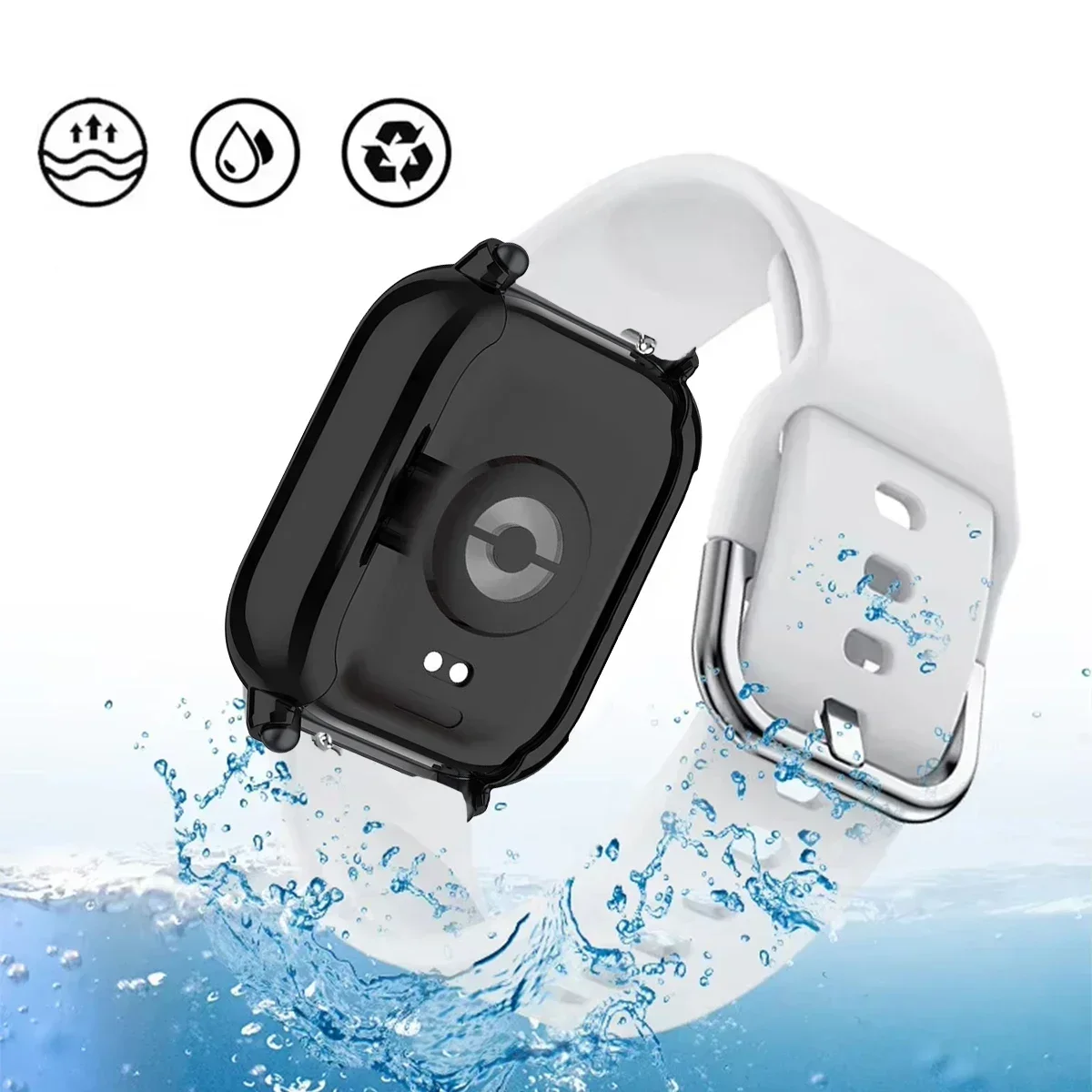 حافظة حماية + حزام سيليكون لساعة Xiaomi Redmi Watch 5 Active/5 Lite بغطاء كامل وشاشة من مادة TPU وغطاء ناعم وحزام رياضي قابل للتنفس