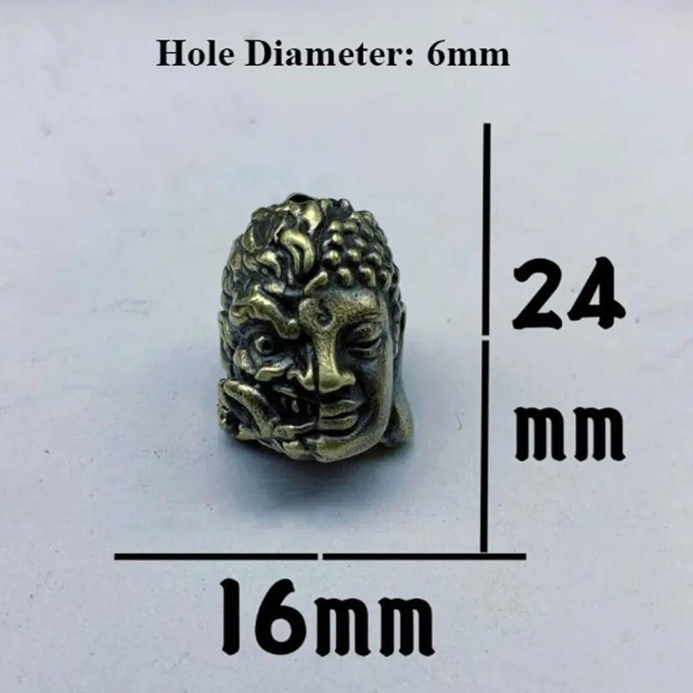 Handmade Sculpture Brass Bead Charms DIY Jewelry Accessories Skull Head Retro Pendant Bracelet Lanyard Pendant EDC Outdoor Tool view 6