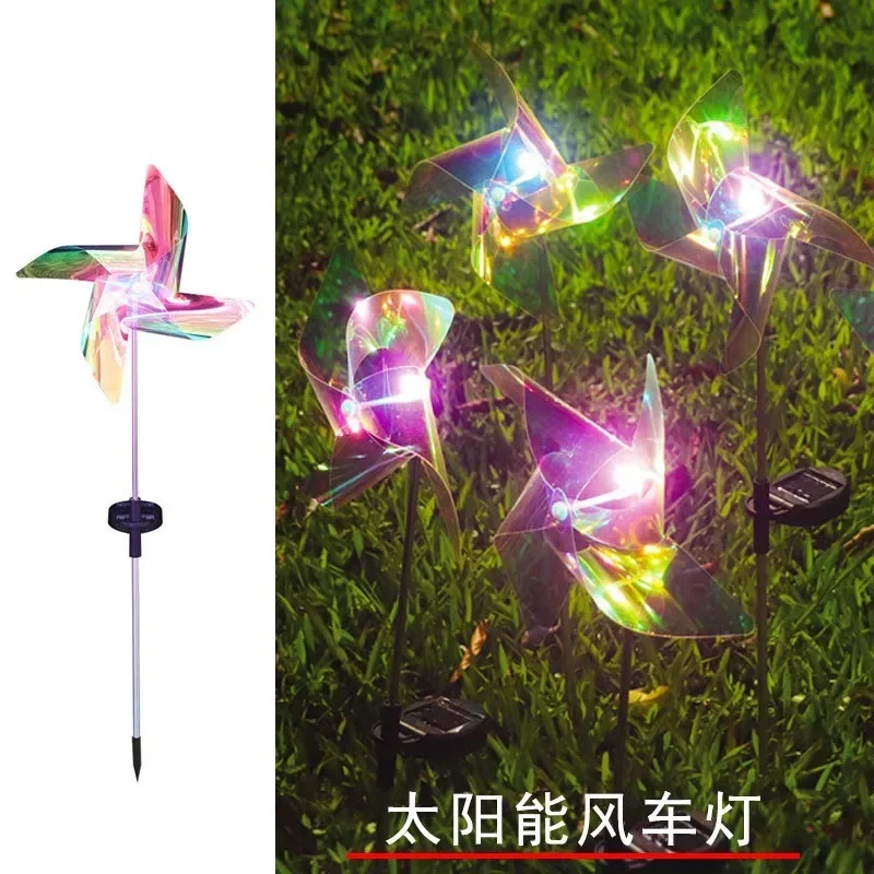 New 4-Leaf Led Solar Windmill Lights Turning Windmill Lawn Lights Waterproof Outdoor Courtyard Garden Decorative Lights