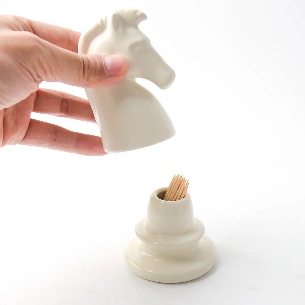 Ceramic Horse Head Shape Toothpick Holder Creative Portable Toothpick Box Household Tableware Storage