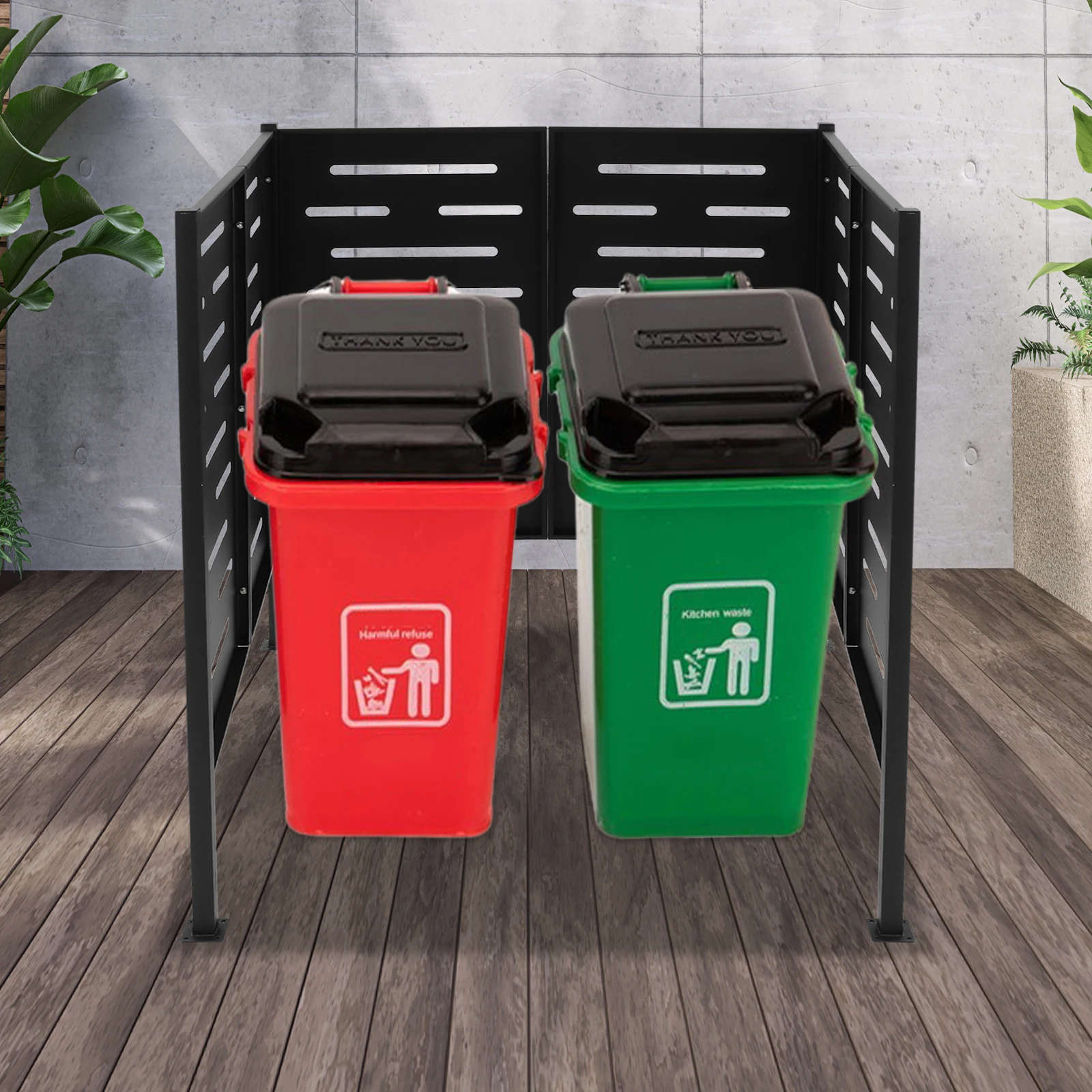 

Забор для кондиционера черного цвета с улучшением конфиденциальности — конструкция с разделенными планками (хорошее рассеивание тепла), скрывает переменный ток/мусорные баки/оборудование для басейнов