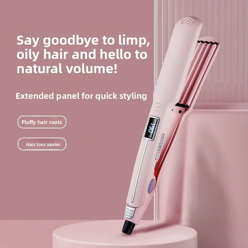 High quality   New Fluffy Splint Pad Hair Root Digital LCD Hair Straightener Corn Ironing Straightener Clip view 2