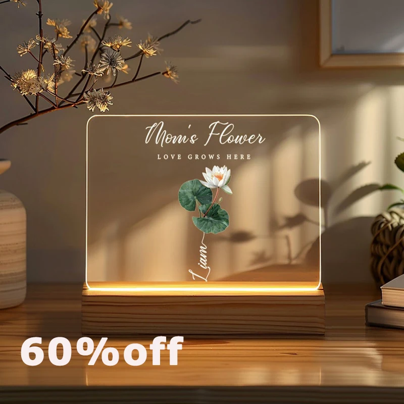Natal personalizado led night light personalizado mês de nascimento flor presente para desfrutar flowr decoração do quarto lâmpada cabeceira luz humor
