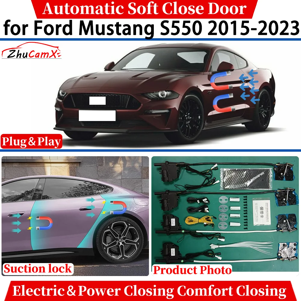 

ZhuCamX for Ford Mustang S550 2015-2023 Car Automatic Soft Close Door Electric Power Comfort Closing Suction lock System