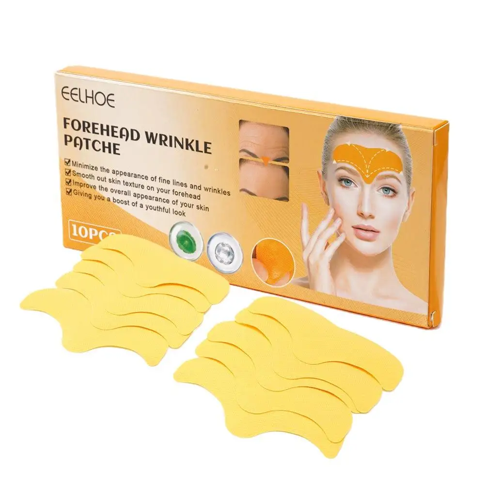 Forehead Wrinkle Gel Patches 10Pcs Lightening Anti-Wrinkle Firming Mask Natural Frown Line Removal Face Care