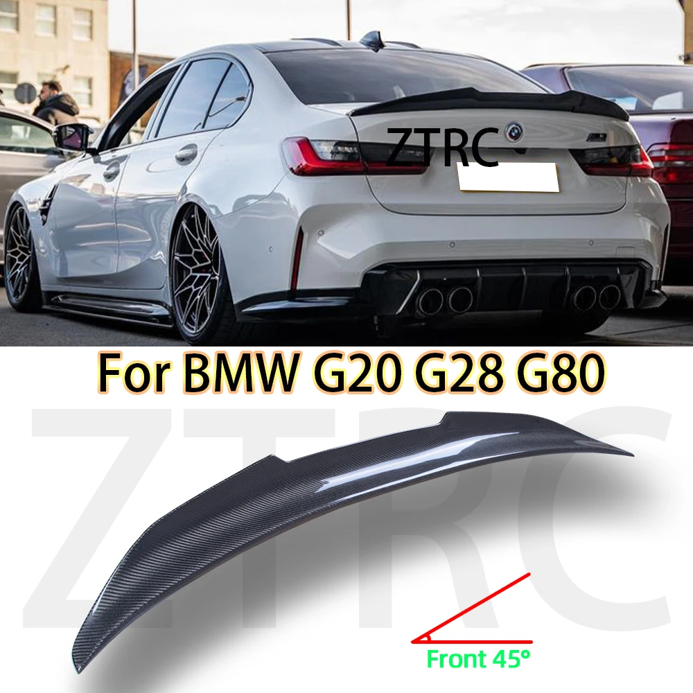 Car Spoiler For BMW 3 Series G20 G28/G80 M3 PSM Style Real carbon fiber material Rear Spoiler Trunk wing 2019-2024 Glossy black