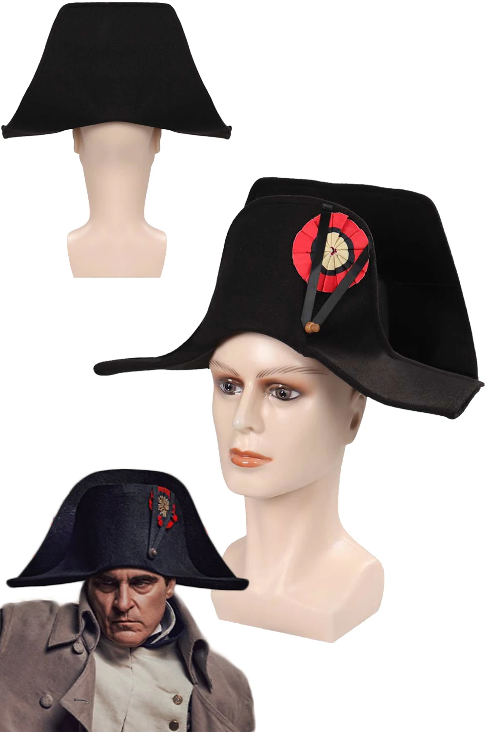 Napoleon Hat Cosplay Adult Admiral Bicorn Hat French Captains Cap Fantasy Costume Accessories Halloween Roleplay Suit Props