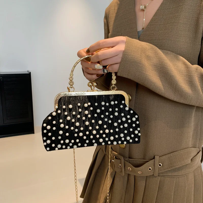 

Fashion Pearl Design Women Shoulder Bags Elegant Ladies Chain Crossbody Evening Bag Clutch Casual Simple Female Handbags Purse