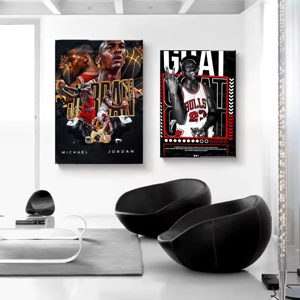 Athlete Michael Jordan Poster Self-adhesive Art Waterproof Paper Sticker Coffee House Bar Room Wall Decor view 3