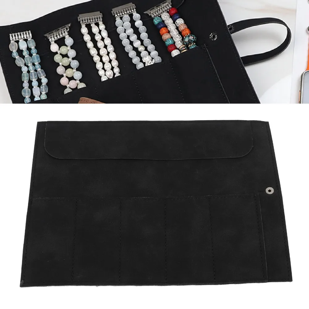 Vintage Black/Brown Watch Band Storage Case PU Leather 23.5x18.3x0.2cm Watch Band Organizer Watch Band Roll Holder For Women Men