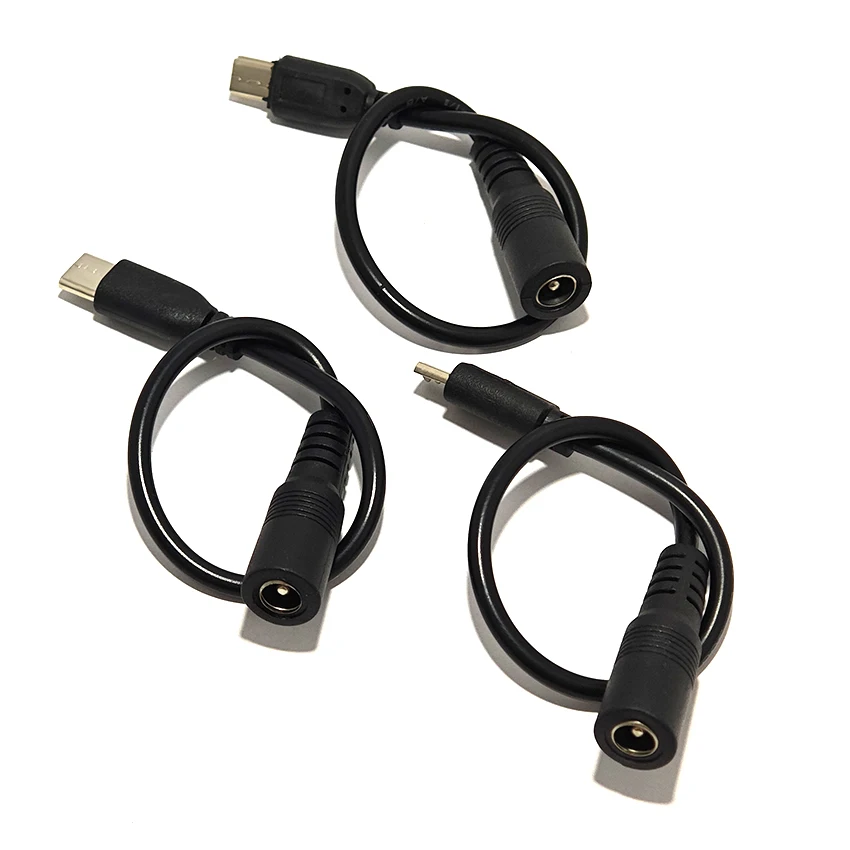 Micro/Mini/Type-c Male To DC5.5*2.1 Female Cables 5521 Power Jack DC Power Conector 5.5x2.1 Adapter to USB Type C Converter 20cm